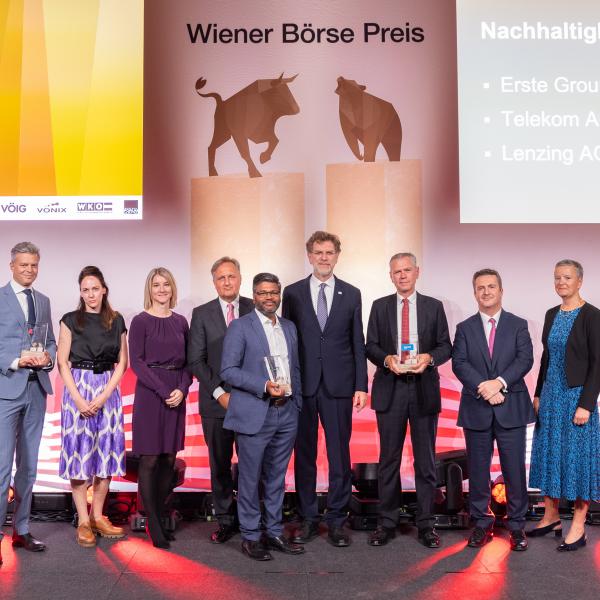 Wiener Börse Preis 2024: Verleihung des VÖNIX Nachhaltigkeits-Preises an Erste Group Bank, Telekom Austria und Lenzing